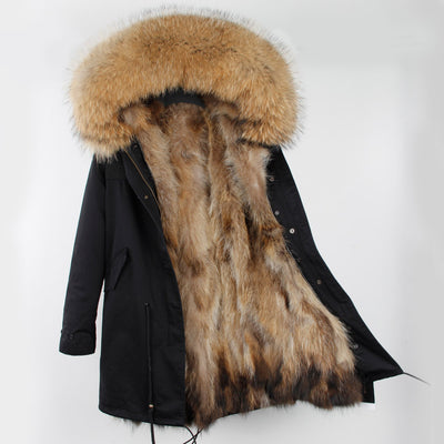 Abrigo Parka con Cuello de Piel de Mapache Oversized - Image 13