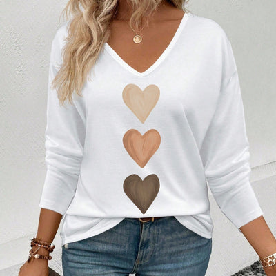 Blusa Casual de Cuello V y Manga Larga para Mujer