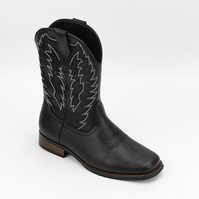 Botas Motociclista Western de Cuero Denim con Punta Cuadrada para Hombre - Image 15