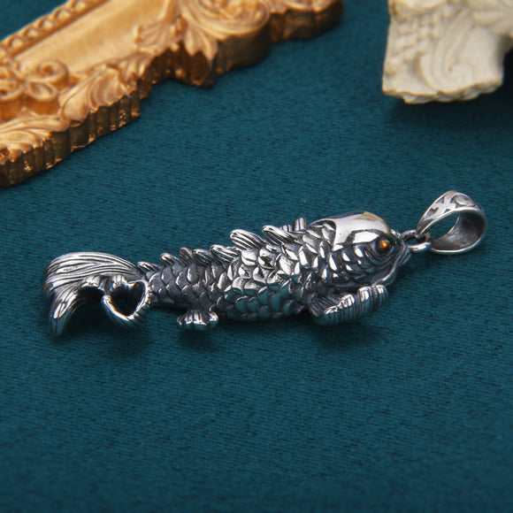 Dije de Plata Esterlina Dragón Saltador de Peces Diseño Personalizado Unisex
