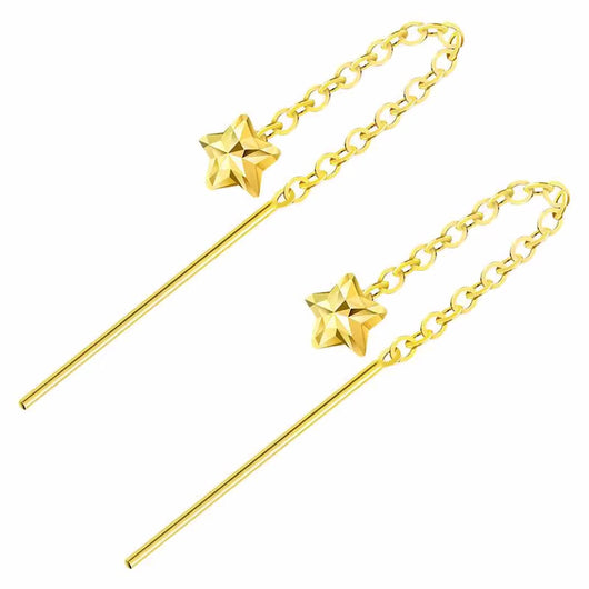 Aretes Línea Estrella en Oro 18K Au750 Chapados - Image 5