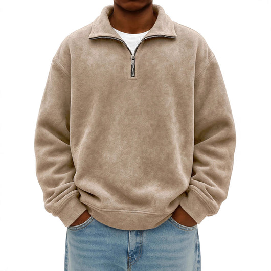 Sudadera Oversized Vintage con Cierre de Medio Cuello para Hombre - Image 4