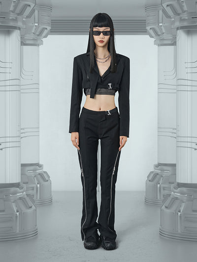 Pantalón Flare Slim Fit con Doble Cierre y Abertura Lateral - Image 13