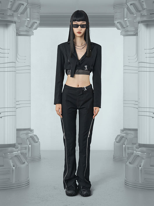 Pantalón Flare Slim Fit con Doble Cierre y Abertura Lateral - Image 13