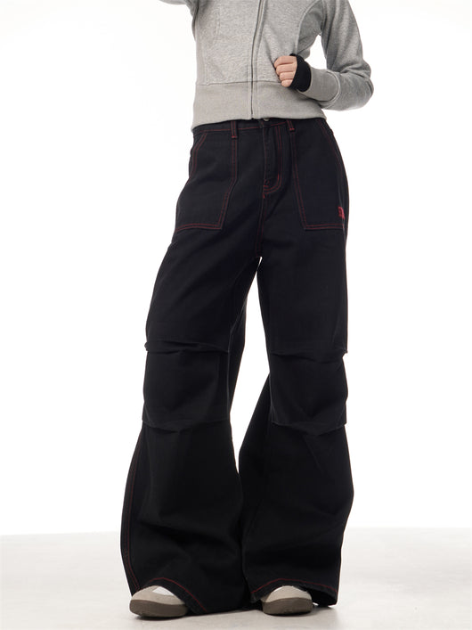 Pantalón de Trabajo Bicolor Negro y Rojo con Bolsillos - Image 9
