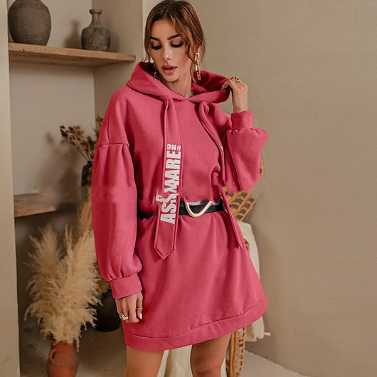 Sudadera Vestido Hip Hop con Capucha y Estampado de Letras - Image 6