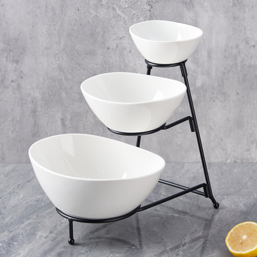 Frutero de Cerámica Dorado de Tres Niveles - Elegancia Minimalista para Hogar y Oficina - Image 6