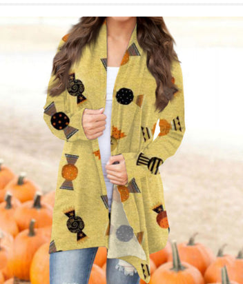 Cardigan Casual con Estampado Digital de Halloween para Mujer - Image 9
