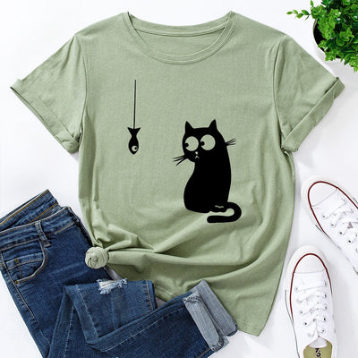Playera Estampada con Patrón de Gatos para Verano - Image 2