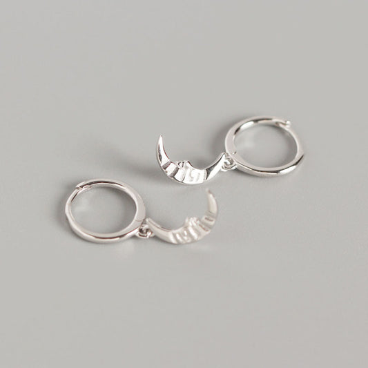 Aretes de Plata Esterlina Estilo Barroco Geométrico con Luna