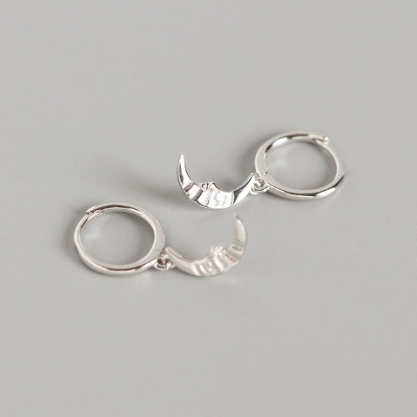 Aretes de Plata Esterlina Estilo Barroco Geométrico con Luna