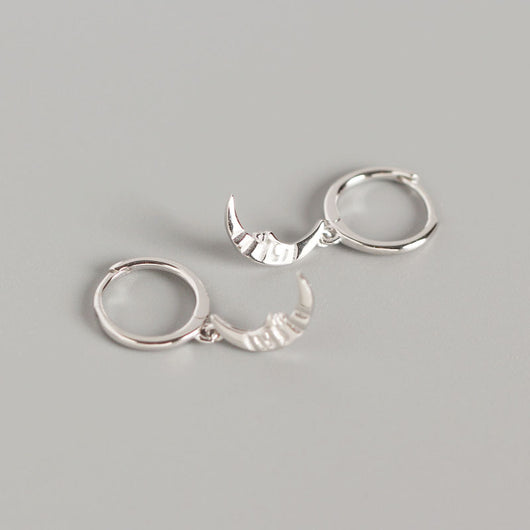 Aretes de Plata Esterlina Estilo Barroco Geométrico con Luna