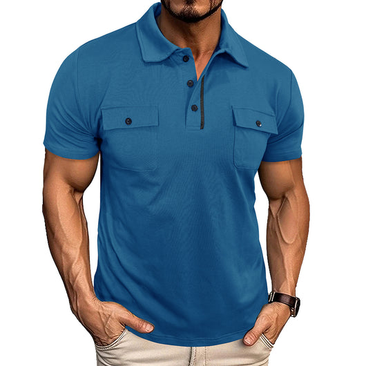 Polo Casual de Verano con Bolsillos y Botones para Hombre - Image 21