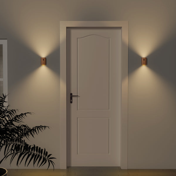 Lámpara LED con Sensor de Movimiento y Diseño de Madera Maciza