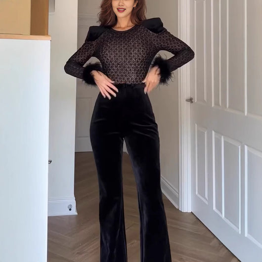 Jumpsuit Patchwork de Manga Larga en Pana - Image 10