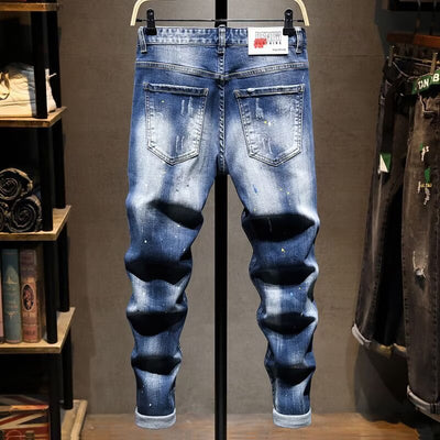 Jeans Slim Fit Rotos Elásticos para Hombre - Diseño Versátil Otoño - Image 2