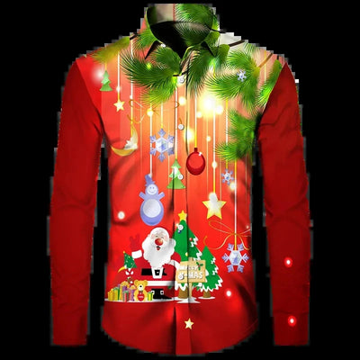 Camisa Hawaiana Navideña 3D Digital Hombre Talla Grande Casual Retro - Image 11