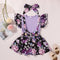 Conjunto de Falda para Niña con Camiseta Rayas y Tirantes Estampados