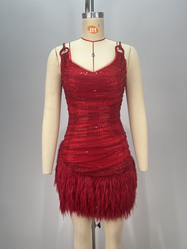 Vestido Mini Lujo con Lentejuelas Rojo Brillante - Perfecto para Celebraciones - Image 6