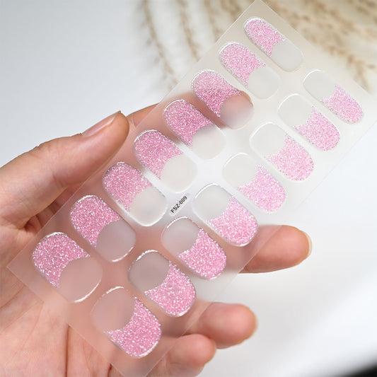 Stickers de Uñas Gel UV French Glitter Impermeables y Duraderos