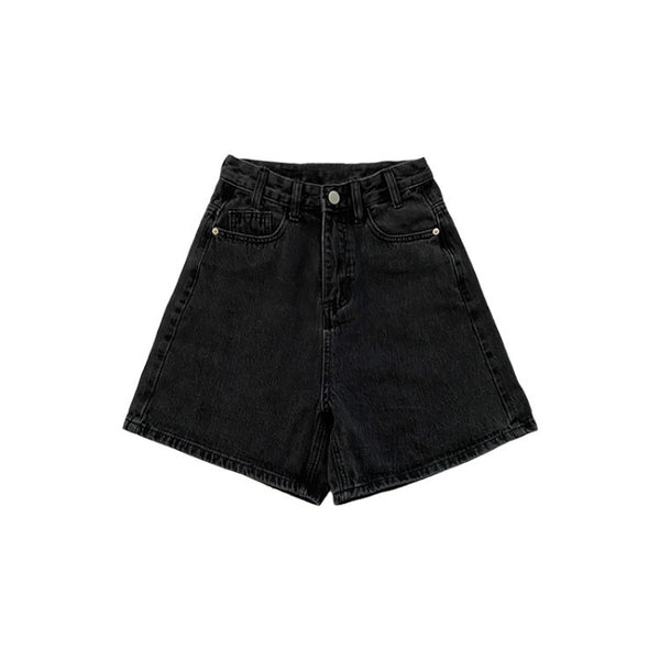Shorts Denim Cintura Alta Corte Recto y Holgado