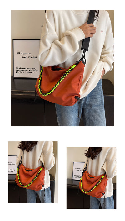 Bolsa Crossbody Naranja Grande de Nylon - Mochila Escolar de Alta Capacidad - Image 19