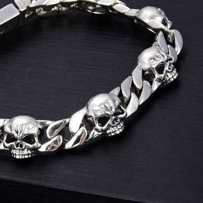 Pulsera Calavera Plata Esterlina para Hombre - Estilo Coreano Hip Hop Punk - Image 10