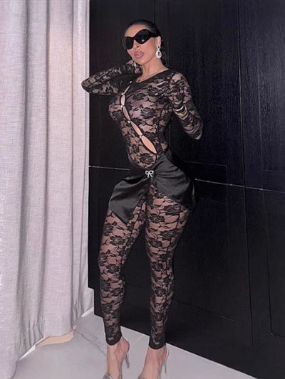 Conjunto Sensual de Encaje Transparente con Recortes Estratégicos - Image 12