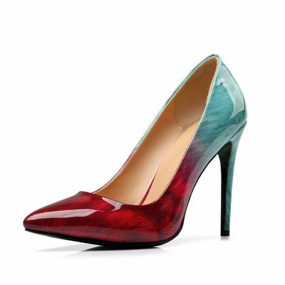 Zapatos de Tacón Stiletto Bicolor con Punta Afilada para Mujer Tallas Grandes - Image 10