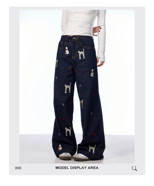 Pantalones Jeans Anchos con Estampado Animal Print - Loose Fit Casual para Mujer - Image 9
