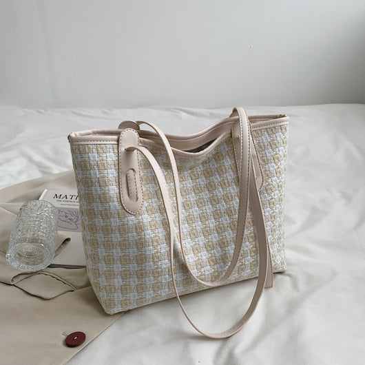 Bolso de Cuadros con Asa Simple y Gran Capacidad para Mujer - Image 7