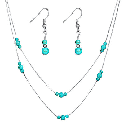 Conjunto de Collar y Aretes Turquesa Redondo - Image 12