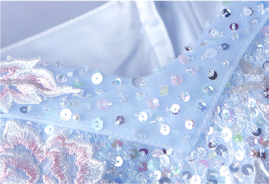 Vestido de Noche para Boda con Flores Azules - Diseño Elegante para Dama de Honor - Image 16