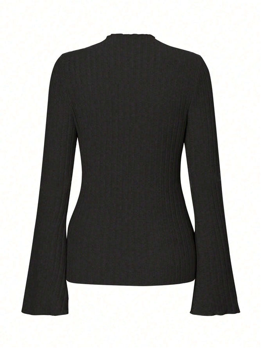 Blusa Manga Larga Cuello Redondo Rayas Texturizadas Ajuste Slim - Image 8