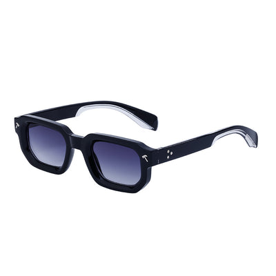 Men's square frame sunglasses with a two-tone brown and black frame, dark green lenses, and tortoise shell temples. - Image 5