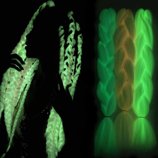 Peluca de Trenzas Grandes con Fibra Química Fluorescente Luminosa