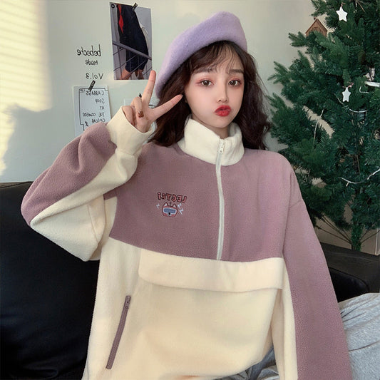 Abrigo Suéter de Lana Cordero para Niñas Plus - Terciopelo Grueso Tendencia - Image 2