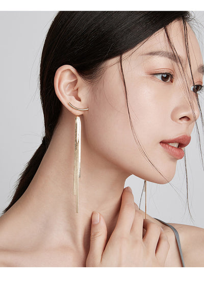Aretes Largos con Borla Dorada - Elegancia Pendiente - Image 8