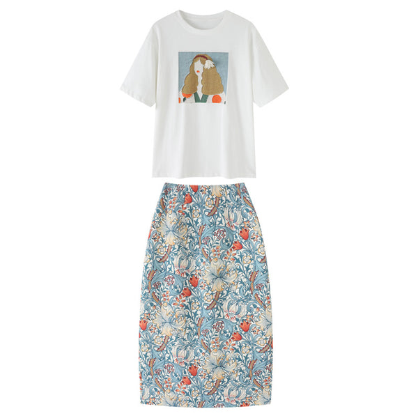Conjunto de Dos Piezas: Blusa Floral y Falda para Verano - Image 4