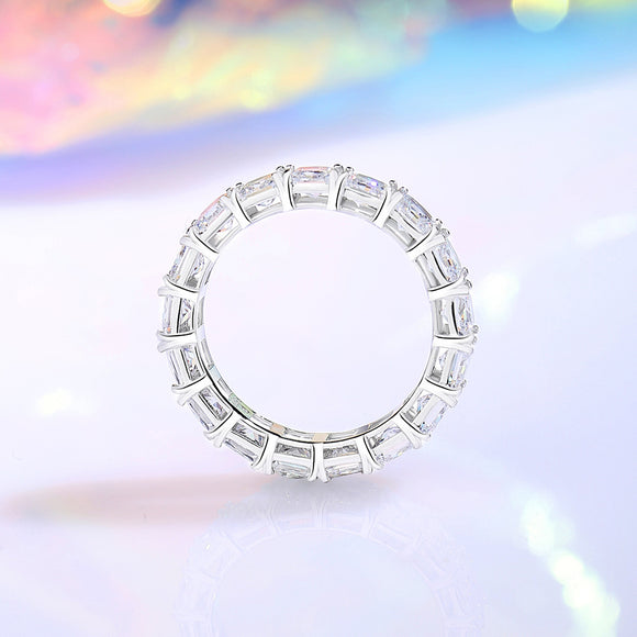 Anillo de Diamantes Cuadrado Pavé en Plata 925 para Mujer
