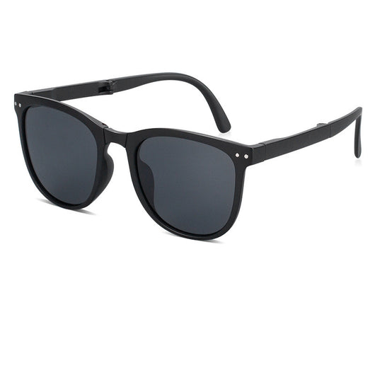 Beige oval-frame sunglasses with brown polarized lenses and foldable temples on a white background. - Image 11