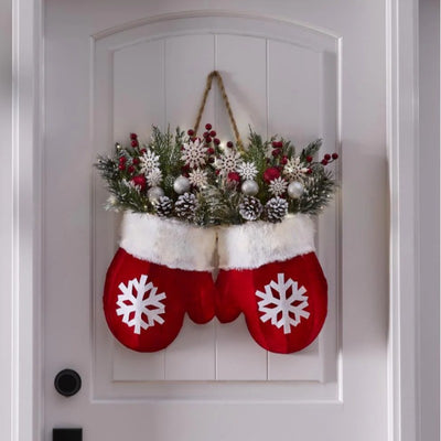 Guirnalda Navideña con Forma de Guante y Flores Simuladas para Puerta y Ventana - Image 4