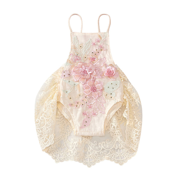 Falda Mesh con Patrón de Pétalos Bordados y Cuentas