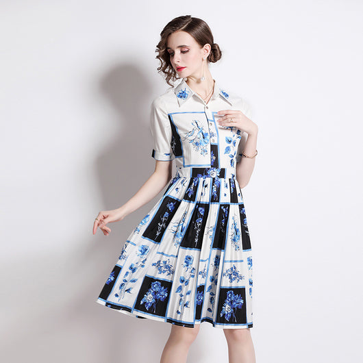 Vestido Camisero Retro con Estampado Francés - Image 3