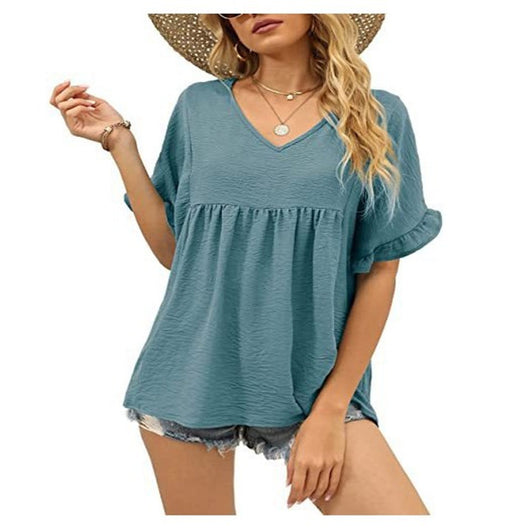 Blusa Casual de Verano con Volantes y Pliegues - Image 14