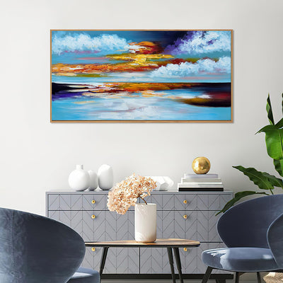 Cuadro Abstracto Moderno Pintura al Óleo Atardecer Marina Decoración Pared Hecho a Mano - Image 4