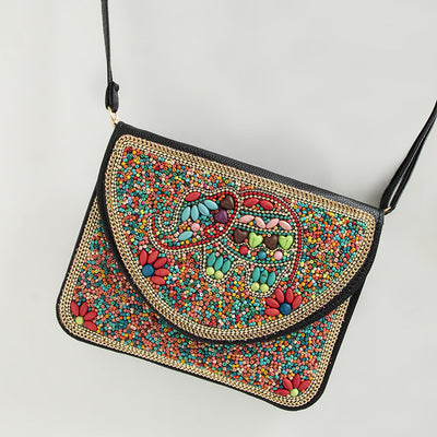 Bolso Bohemio Étnico con Cuentas y Compartimiento para Teléfono - Image 18