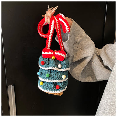 Bolso Cuadrado Navideño de Punto con Árbol de Navidad y Bloques de Color - Image 28