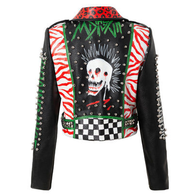 Chaqueta de Cuero Motociclista Slim Fit con Tachuelas y Estilo Punk - Image 4
