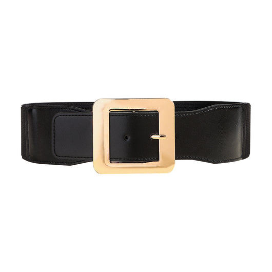 Cinturón Elástico Retro para Mujer con Hebilla Cuadrada Metálica Negro - Image 16